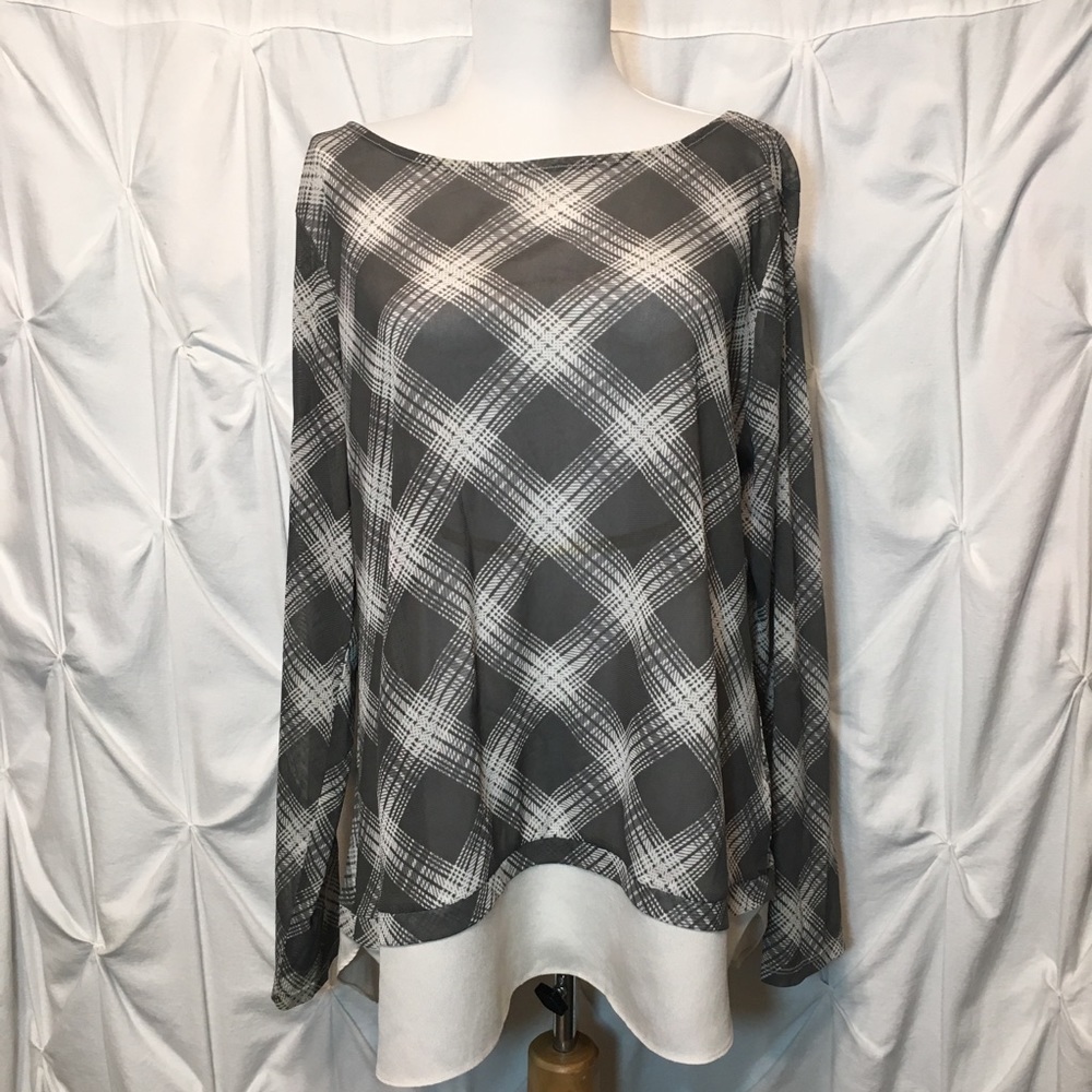 The Limited sheer plaid top xl